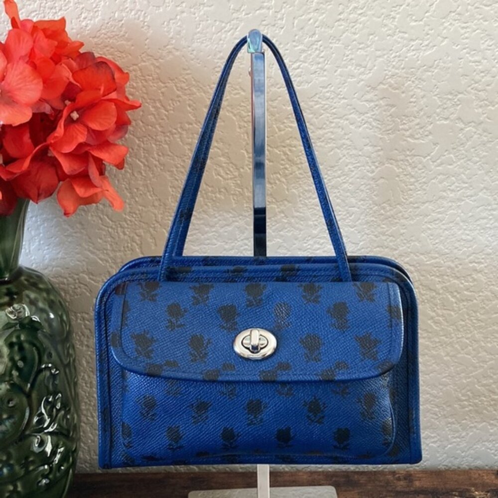 COACH CADY Crossbody Handbag in Printed Crossgrain Leather Blue Badlands Y2K